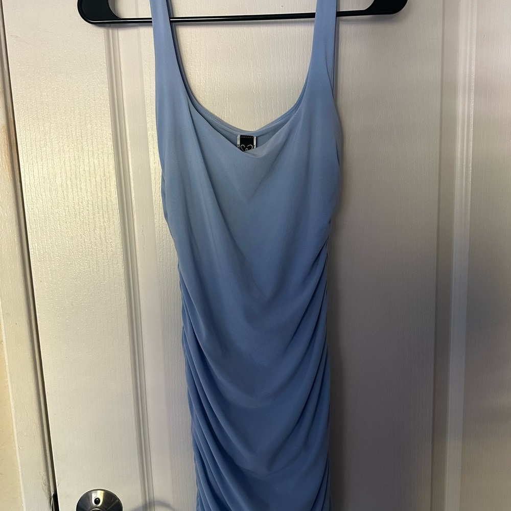 Windsor Light Blue Draped Mini Dress